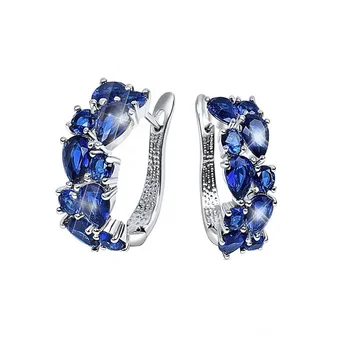 Anillos Yuzuk Almofada Genuíno Topázio Azul Celeste Brincos De Prata 925, Brincos Para Mulheres Coreano Earings Moda Jóias 1