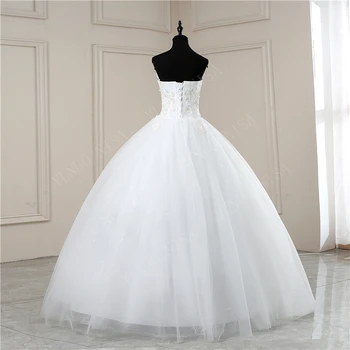 Champanhe off branco sem Alças Decote de Vestidos de Casamento Vestido De Noiva Com Apliques de Renda Beading Bola Vestidos de Robe de Mariage 1