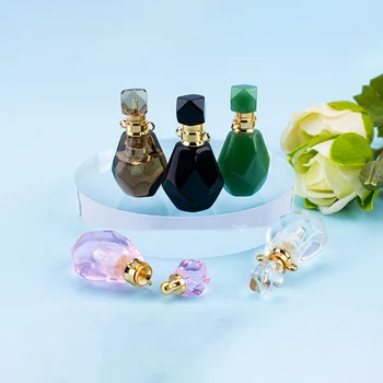 Cristal de Jade Frasco de Perfume, de Vidro Difusor de Aroma Garrafas, Requintado, Pendente de Cinco Cores Rosa, Branco, Marrom, Verde e Preto 1