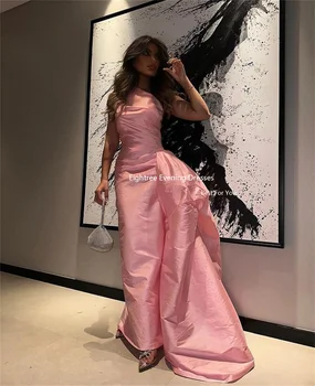 Eightree Cor-De-Rosa Sereia Vestidos De Noite Sem Alças Abendkleider Dubai Vintage Plissado Andar Vestido De Festa Comprimento Vestes De Soirée 2023 1