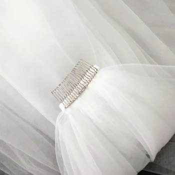 Elegante Curto de Noiva de Véu de Duas camadas, 75cm 2T com Metal Combe Branco para a Festa 2021 Nova Chegada 1