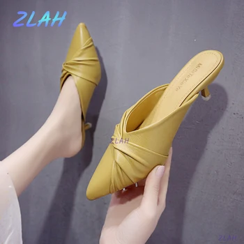 Novo salto Baixo e de Mulheres, Chinelos de Verão, Sapatos femininos Zlah Apontado Mulas Mulheres Casual Simples de Mulheres Chinelos de quarto 1