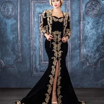 Preto Sereia da Noite um vestido Formal com a Jaqueta de 2023 Tarayoun Tunisian Tradicional Argélia Querida Prom Dress Desgaste 1