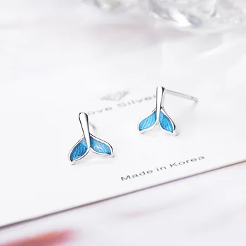 Todorova Blue Whale & Dolphin Cauda de Sereia Brincos para Mulheres de Casamento, Brincos de Orelha Furada Earings 1
