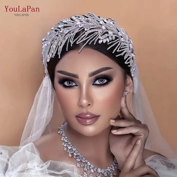 YouLaPan HP490 de Luxo Nupcial Tiara de Strass Cabeça Concurso de Diadema da Mulher Cocar de Chefe de Jóias de Noiva e Acessórios para o Cabelo 1