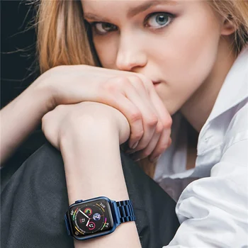 Bracelete Para Apple faixa de Relógio de 44mm 42mm 38mm 40mm Aço Inoxidável Link correia Pulseira pulseiras iwatch série 5 4 3 se 6 Pulseira 2