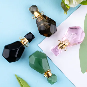 Cristal de Jade Frasco de Perfume, de Vidro Difusor de Aroma Garrafas, Requintado, Pendente de Cinco Cores Rosa, Branco, Marrom, Verde e Preto 2