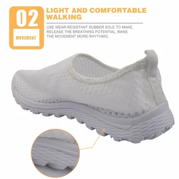 INSTANTARTS 2020 Marca Mulher Designer de Sapatos Flats Enfermeira Sapatos de Mulher Cirúrgica Enfermagem Médico Padrão de Malha Confortável Tênis 2