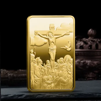 Jesus O Cristianismo De Barras De Ouro, Estações Da Cruz Banhado A Ouro Lembranças Deus Ama As Pessoas Moedas Colecionáveis Coleção Medalha 2