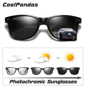 Marca Quadrado Fotossensíveis da Noite do Dia de Visão, Óculos de sol dos Homens as Mulheres Polarizada Camaleão Condução de Óculos de Sol Masculino oculos gafas de sol 2