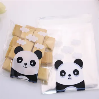 Novo Design 100pcs/monte 10x13cm Natal Cadeau Zakjes Ano Novo Cookies Embalagem Com Panda Bonito, Auto-adesivas, Sacos 2