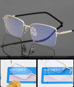 Titanium Armação De Metal Progressivo Multifocais Óculos Bifocais Homens Anti Luz Azul Presbiopia Óculos De Mulheres Alta Quality1.5 2