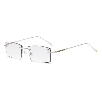 ZIROSAT 9083 Titanium sem aro Masculino Óculos de Diamante Cortado Miopia Espetáculo Quadro de Homens, Óculos de sol de Lentes de Matiz 2