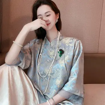 2023 chinês tradicional top qipao camisa de mulher cheongsam estilo camisa chinês blusa de colarinho de mandarim exquiste roupas para mulheres 3