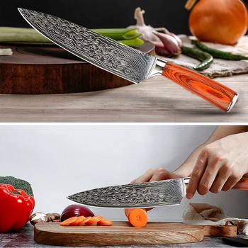 8-polegadas Faca do Chef Sashimi Faca Japonesa Camada de Damasco Faca 7Cr17MOV de Aço, as Facas de Cozinha Twosun Faca cuchillos de cocina 3