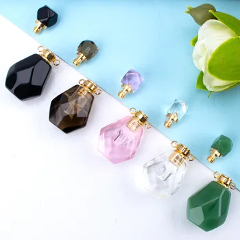 Cristal de Jade Frasco de Perfume, de Vidro Difusor de Aroma Garrafas, Requintado, Pendente de Cinco Cores Rosa, Branco, Marrom, Verde e Preto 3