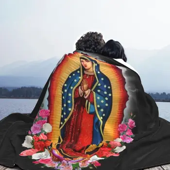 Virgem Maria De Guadalupe, Cobertores Quentes de Flanela México Santo Católico Jogar Cobertor para a Home do Sofa do Escritório de Viagens 3