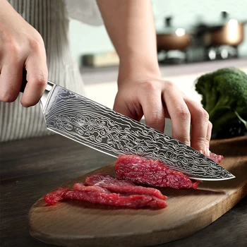8-polegadas Faca do Chef Sashimi Faca Japonesa Camada de Damasco Faca 7Cr17MOV de Aço, as Facas de Cozinha Twosun Faca cuchillos de cocina 4
