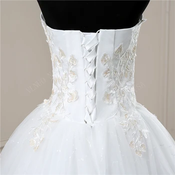 Champanhe off branco sem Alças Decote de Vestidos de Casamento Vestido De Noiva Com Apliques de Renda Beading Bola Vestidos de Robe de Mariage 4