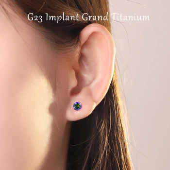 G23 de Titânio Hipoalergênico Cúbicos de Zircônia Minúsculos Brincos de Níquel Livre para Ouvidos Sensíveis Mulheres Meninas Adolescentes 4