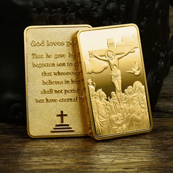 Jesus O Cristianismo De Barras De Ouro, Estações Da Cruz Banhado A Ouro Lembranças Deus Ama As Pessoas Moedas Colecionáveis Coleção Medalha 4