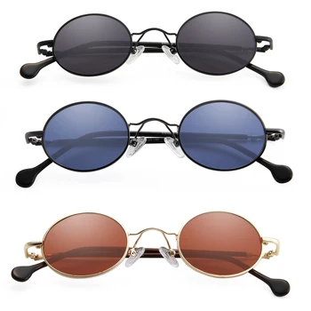 Metal Pequeno Oval Óculos de sol dos Homens 2020 Homens Óculos de Punk Designer Vintage Anti-Reflexo de Óculos de Sol Para Mulheres na Moda 4