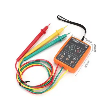 Novo 3 a Seqüência de Fase Rotação do Testador Indicador Detector de Medidor de alarme sonoro com LED Portátil Bolsa TD-LED02 4