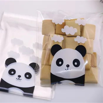 Novo Design 100pcs/monte 10x13cm Natal Cadeau Zakjes Ano Novo Cookies Embalagem Com Panda Bonito, Auto-adesivas, Sacos 4