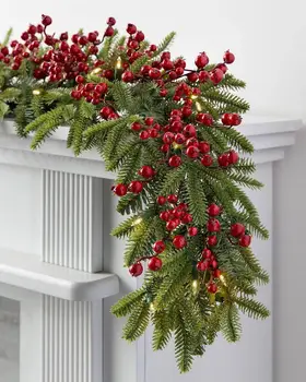 1Pack Artificial de Natal Berry, Ramos de Pinheiro Plantas de Frutas Vermelhas Para a Árvore de Natal de Coroa de flores, Decorações de Natal, Enfeites de Mesa 5