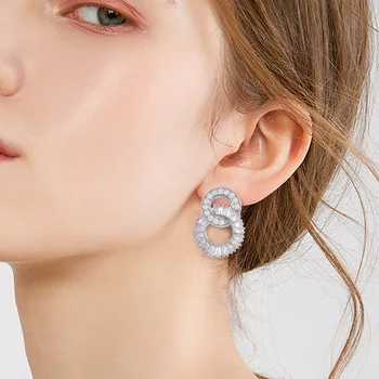 S925 prata rodada bonito moda cristal de zircão do Austríaco moda feminina jóias 2023 nova coreano brincos 5