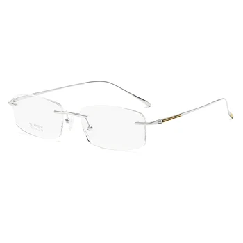 ZIROSAT 9083 Titanium sem aro Masculino Óculos de Diamante Cortado Miopia Espetáculo Quadro de Homens, Óculos de sol de Lentes de Matiz 5